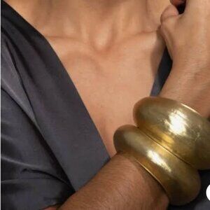 Alexis Bittar Puffy Lucite Tapered Bangle Bracelet Burnt Gold Small/Medium New